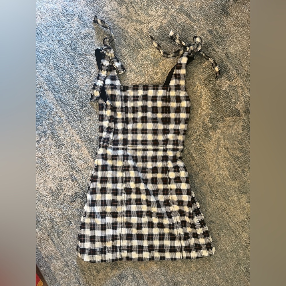 Alice + Olivia Black and White Plaid Dress